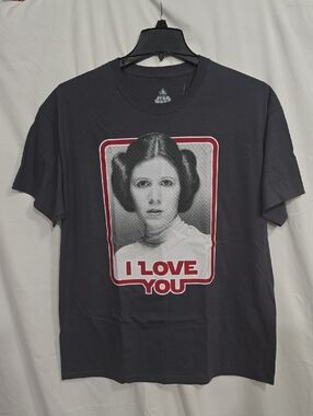 NWT Disney Authentic XLStar Wars Gray Graphic T-Shirt with 'I Love You' Print
